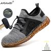 Men Steel Toe Safety Work Shoes Mesh Breathable Lightweight Comfortable Industrial Construction Shoes Puncture Proof Anti Slip