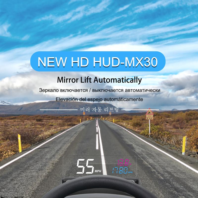 Vjoycar Обновленный Автоматический Подъемный Зеркальный HUD MX30 Pro Большой и Четкий Шрифт Проектор Оборотов Двигателя Скорости Км/Ч Миль/Ч Автомобильные Аксессуары Сигнализация