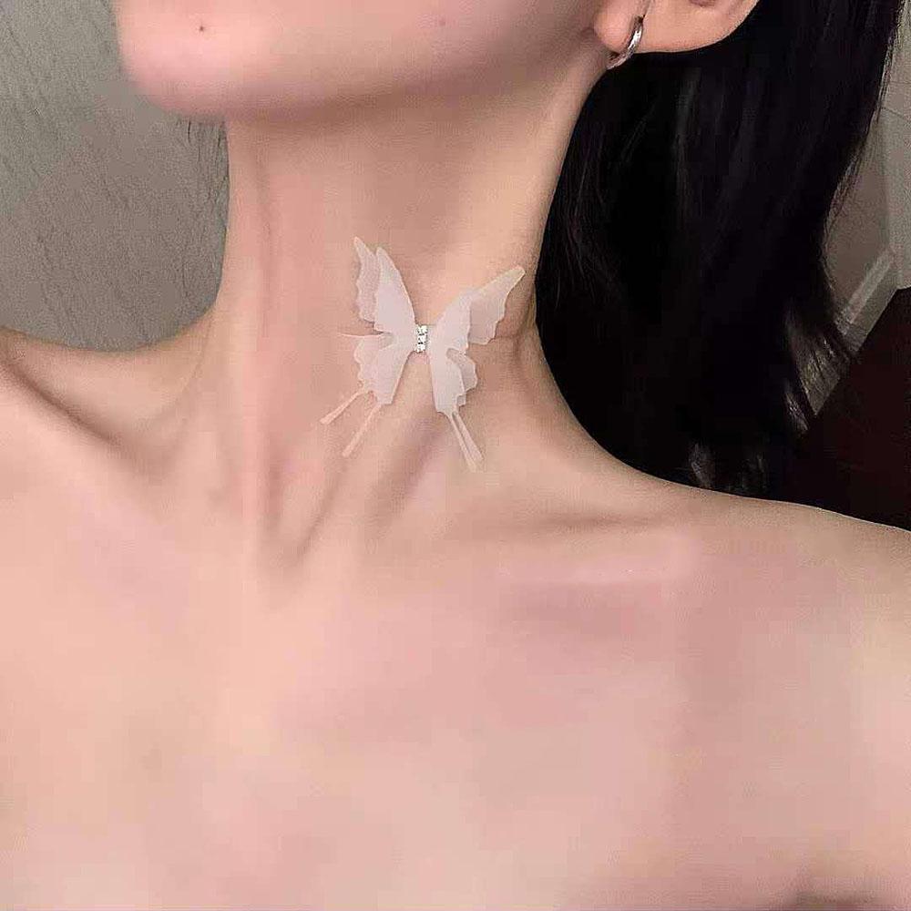 Club Trendy Fashion Accessories Party Jewelry Butterfly Necklace Women Choker White Black Lace