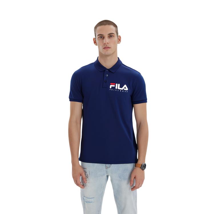 FILA Polo Shirts Men's Glamor Purple Blue Polo Collar Moderate Straight Fit F11M128177F-DB