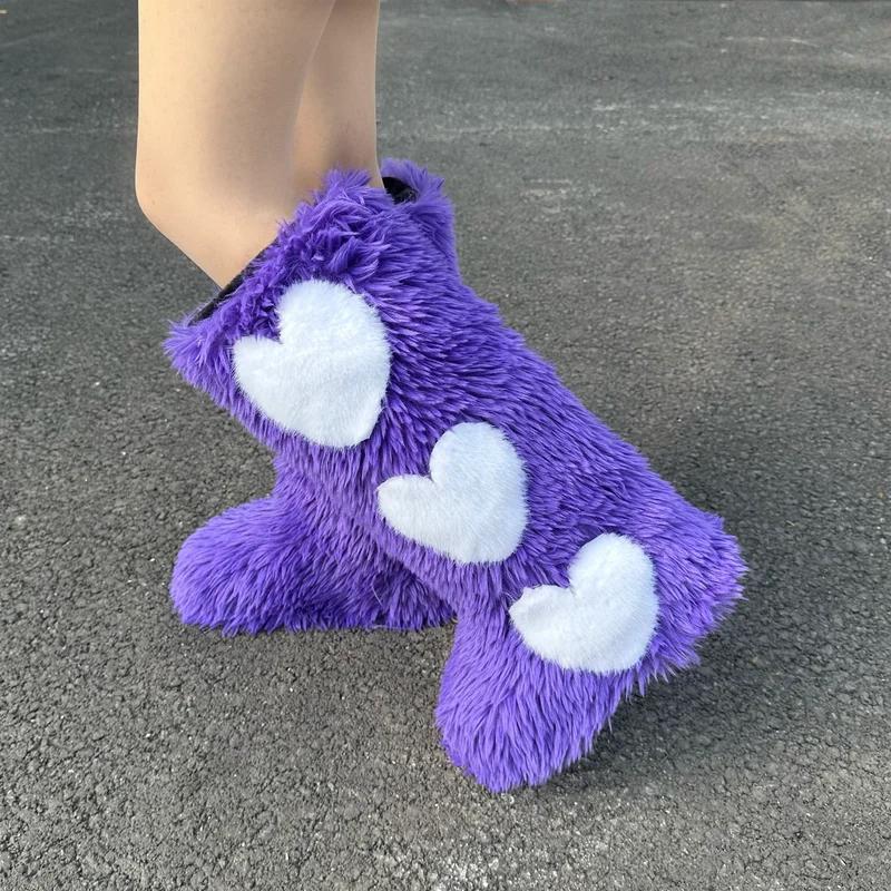 Зимние элегантные женские пушистые сапоги из искусственного меха лисы, высокие сапоги для женщин, теплые зимние сапоги, модная роскошная обувь для девочек, меховые сапоги