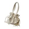 Aesthetic Armpit Bag for Women Girls Bows Shoulder Bag Handbag Student School Bag PU Leather Underarm Bag Bucket Bag  White