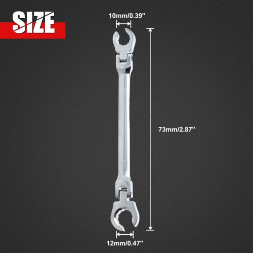 GOLD DEER Double Flare Nut Wrench, Flare Nut Open End Wrench, Flex, Flare Nut Wrench, Brake Pipe Open End Wrench, 10x12mm, Swivel Brake Pipe Open End