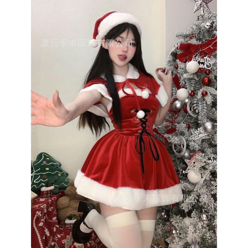 Сексуальное нижнее белье в стиле принцессы! Рождественская шаль бархатное платье сексуальная шнуровка на талии чистая похоть B82