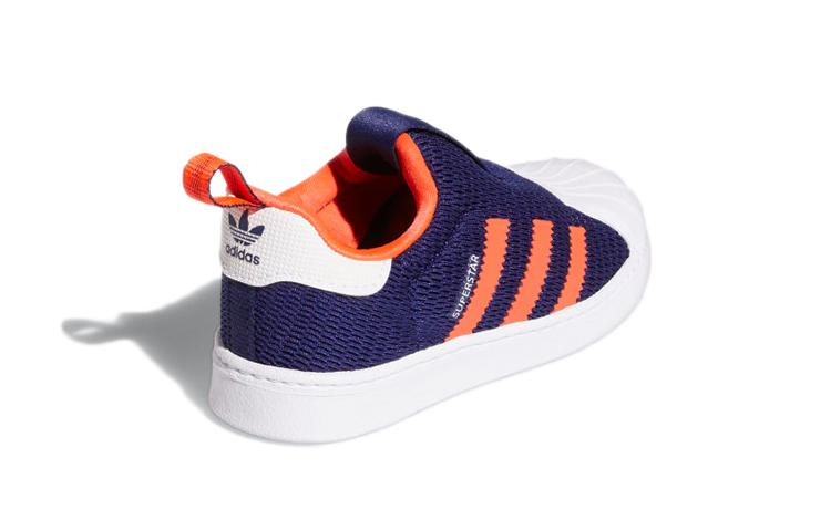 adidas Оригиналы SUPERSTAR 360 Устойчивые к истиранию Низкие кеды для малышей Синие Оранжевые Для младенцев и малышей Q46323