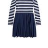 Polo Ralph Lauren Платье с логотипом, полосатым круглым вырезом, средней длины, с длинным рукавом, детские платья, цвет темно-синий 313890249-002