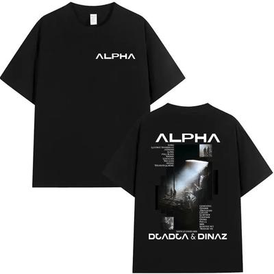 Рэпер Alpha Djadja & Dinaz Альбом 2025 Графические футболки Мужской хип-хоп Готический свитшот с коротким рукавом Уличная одежда Большой размер Свободный