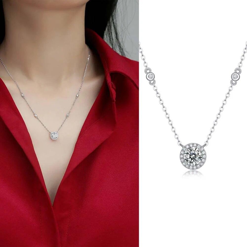 Женское ожерелье из стерлингового серебра 925 пробы с бриллиантами, ювелирные изделия, подвеска из муассанита 3 карата, роскошные аксессуары, модная цепочка на воротник