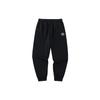 Lifestyle Series Solid Color Mid Waist Cuffed Fleece Knit Sports Pants Men Bottoms Basic-Black 952348304-2