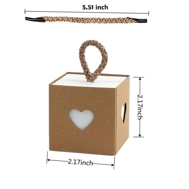 50 шт. подарочная коробка из крафт-бумаги, перерабатываемая, красивая, простая, дизайн «сердце к сердцу», ретро-упаковка для конфет