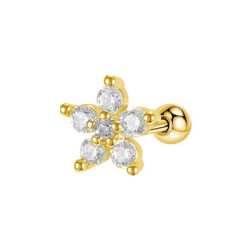 SA Jewelry Fashion Stud Earrings Moon Star Heart Flower Daisy Petal Screw Back 14K Gold Plated Stainless Steel Stud Women Gift