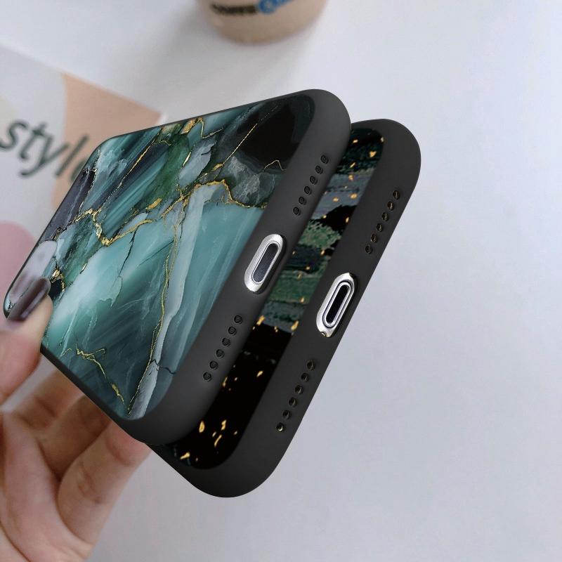 Мраморный узорчатый мягкий силиконовый чехол для Samsung A55 A35 M35 S24 Ultra Xiaomi Redmi Note 13 Poco C65 iPhone 15 камера противоударный защитный бампер чехол