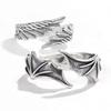 Ретро Ангел Демон Парные Кольца Винтаж Серебряный Цвет Панк Хип-Хоп Крыло Перо Открытое Кольцо Мода Мужчины Женщины Ювелирные Изделия Партии