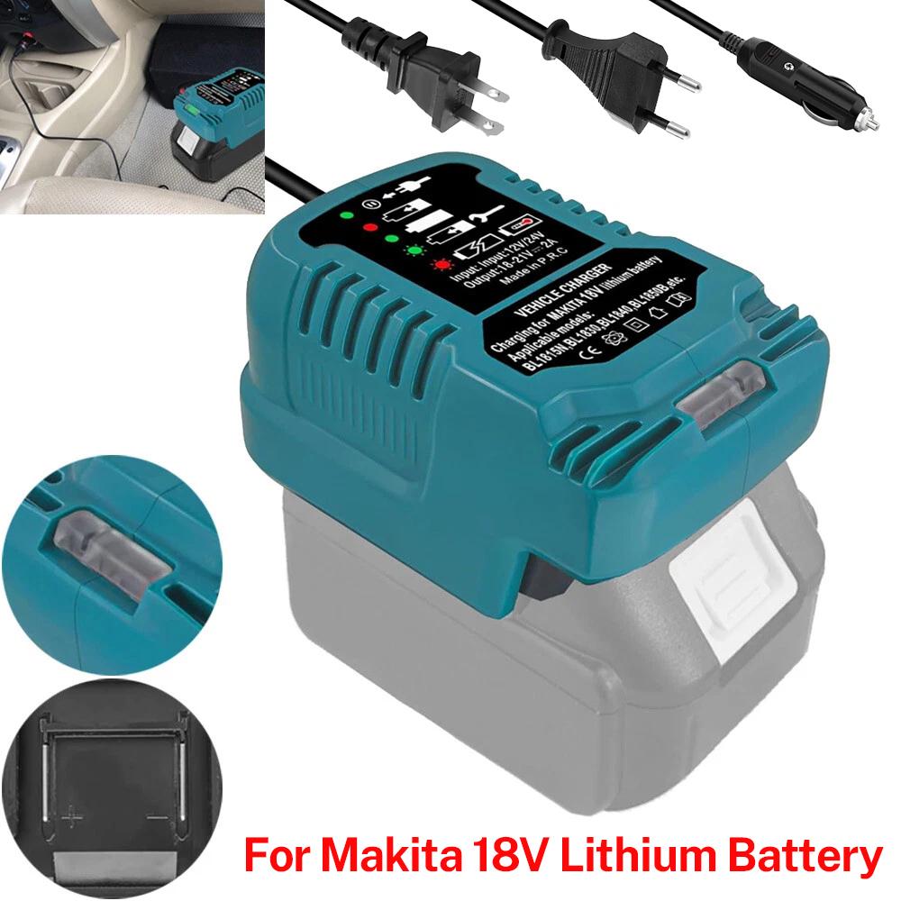 Для зарядного устройства Makita 18V с литиевой батареей, со штекером прикуривателя, светодиодным индикатором, мини-зарядное устройство для автомобиля для Makita BL1811 BL1811