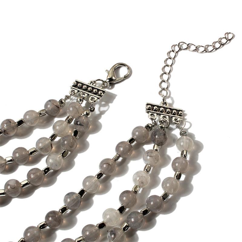 Простые бусины многослойное ожерелье для женщин мода преувеличенная ключичная цепочка с серьгами GZW