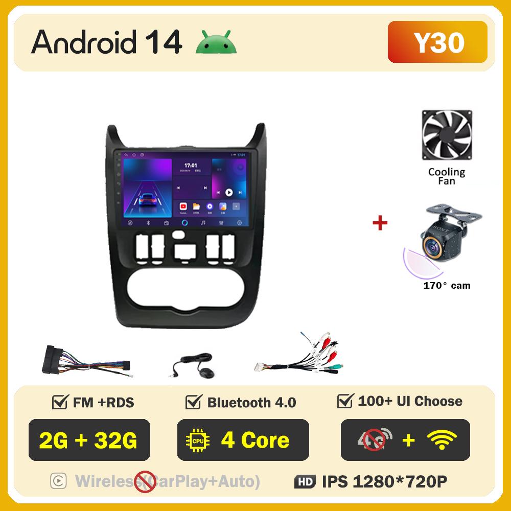 Для Renault Logan 1 Sandero 2009-2015 Largus Dacia Duster Автомобильный мультимедийный видеоплеер с сенсорным экраном Android 14 Авторадио 5G Wifi