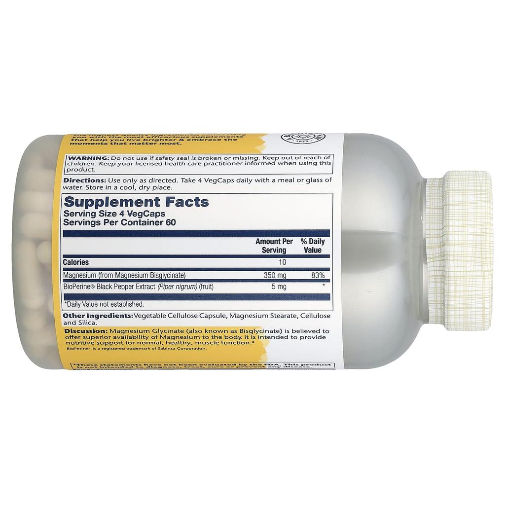 Glycine Magnesium, High Absorption, 350Mg, 240 Veggie Caps (87.5Mg Per Capsule)