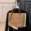 Соломенная сумка-ведро большой емкости для женщин, летняя тканая пляжная сумка-тоут с верхней ручкой, сумка-шоппер