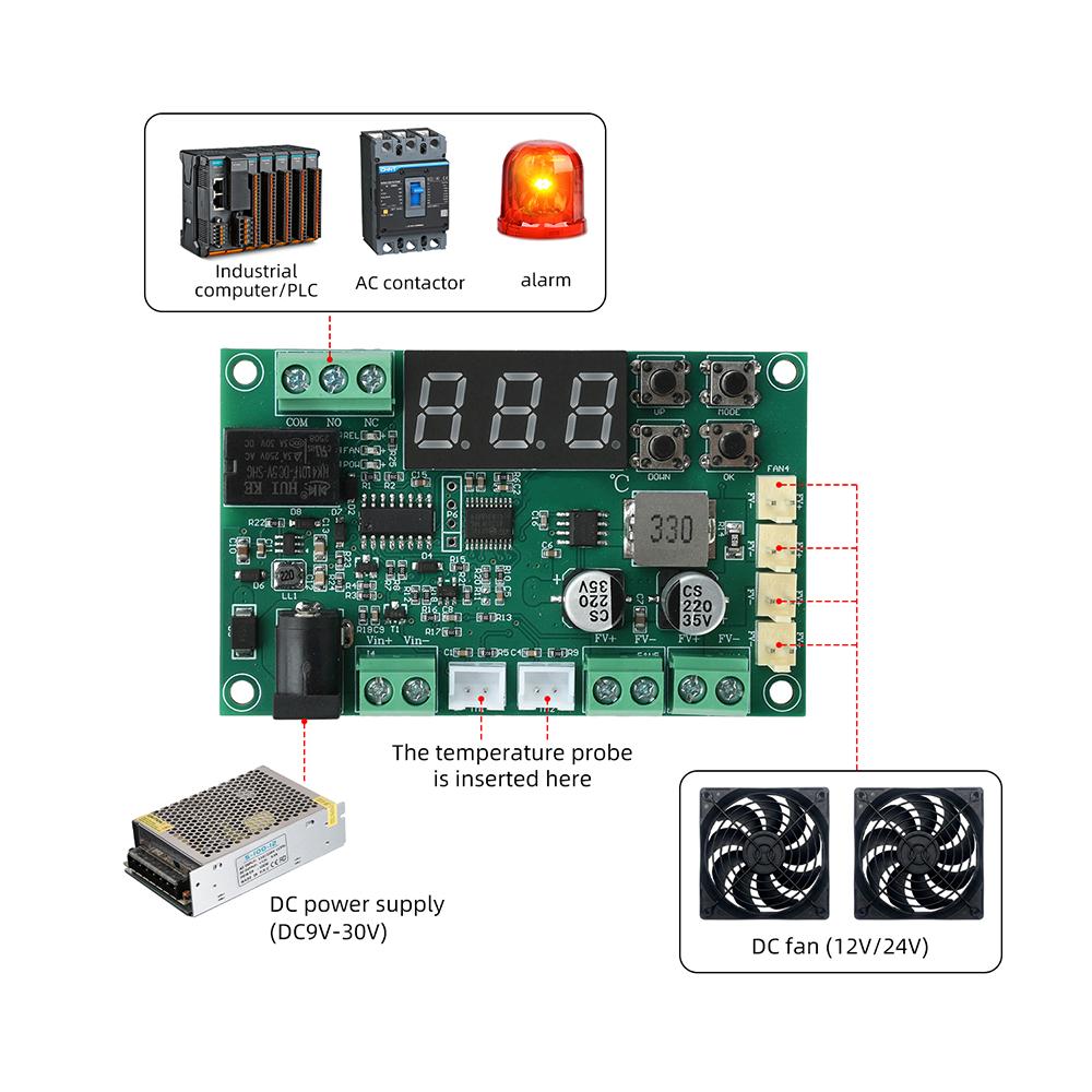 3A DC Fan Governor Digital Thermostat Module Auto Speed Control Support 2 3 4 Wire Fan For Cabinet Heat Dissipation System