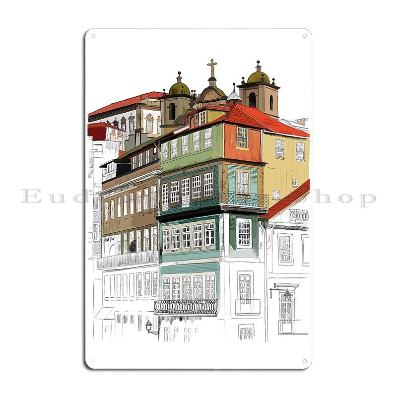 Travel Posters Porto Portugal Metal Plaque Poster Wall Decor Pub Printed Bar Wall Decor Tin Sign Poster
