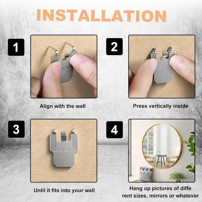 8/10/12/15/20/40Pcs Room Office Decor Tool Claw Drywall Picture Hanger Wall Hooks For Hanging Picture Mirror Photo Poster Kit