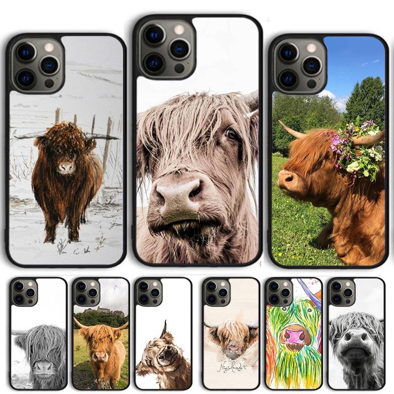 Highland Cows Phone Case For iPhone 17 Air 14 15 16 13 12 Cover For Apple 14 15 16 Pro Max 6S Plus Coque