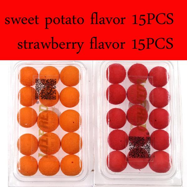 15PCS/30PCS 12mm Carp Fishing Pop Ups Boilies Baits Corn Apple Strawberry Sweet Potato Flavor Carping Bait