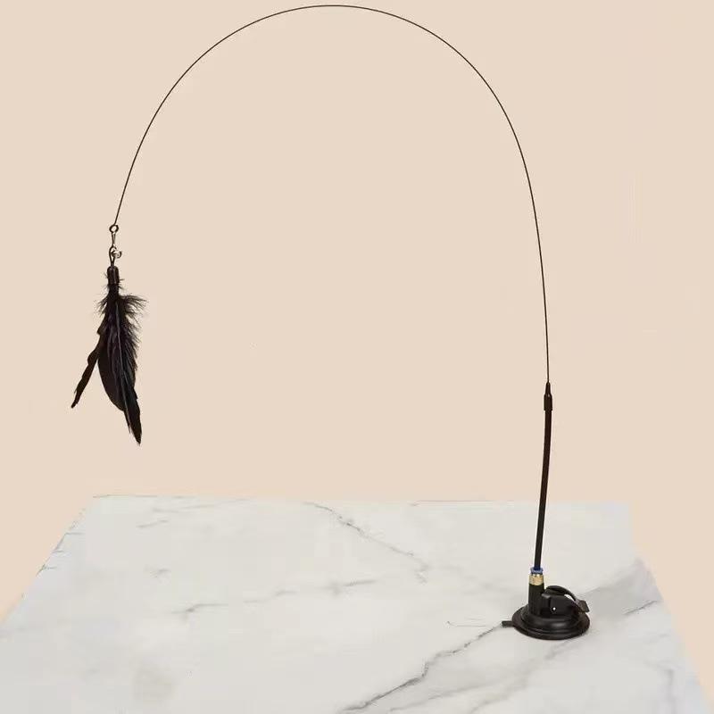 Detachable Cat Teaser Stick with Suction Cup Base and M6 Bracket