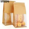 25pcs Bakery Bags with Window Tin Tie Tab Lock Bags Bakery Cookie Bags Kraft Paper Cookie Treat Bags for Cookies Packaging Gift Giving