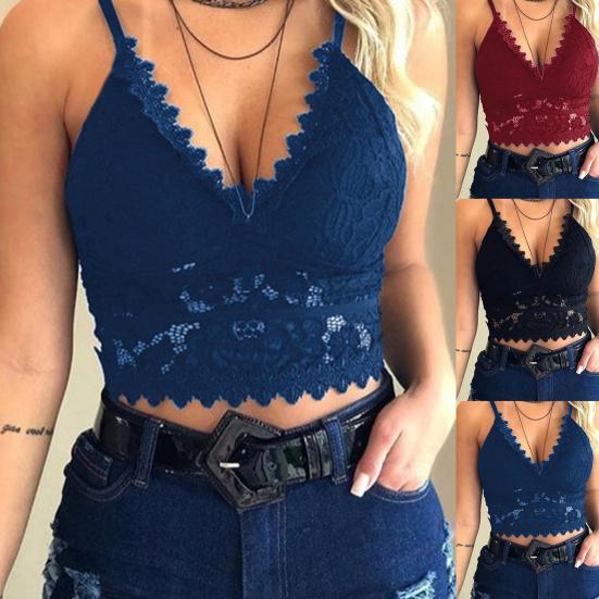 Женщины Женщины V Шеи Треугольник Чашка Кружева Камзол Bralette Беспроводной Бюстгальтер Бюстгальтер