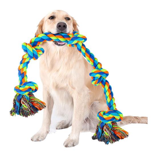 Рождественская веревочная игрушка для собаки 5 узлов Прочная игрушка для перетягивания Веревка Неразрушимая веревочная игрушка для жевания собаки для агрессивных жевателей Собаки крупных пород Чистка зубов Перетягивание каната