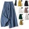 Женские летние льняные брюки повседневные с высокой талией широкие штанины свободные брюки-кюлоты на кулиске для йоги, бега, спортивные штаны