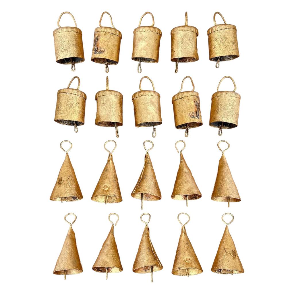 Vintage Iron Hanging Cow Bells for Crafts, 20 Pcs Rustic Witch Bells for Door Decor, Mini Jingle Bells for Holiday Garland and Farmhouse Wreaths