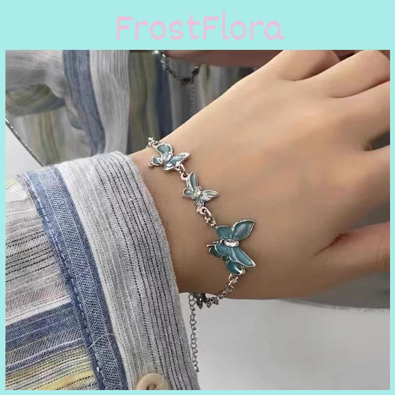 Stylish Alloy Plated Blue Butterfly Womens Bracelet Chic Summer Accessory