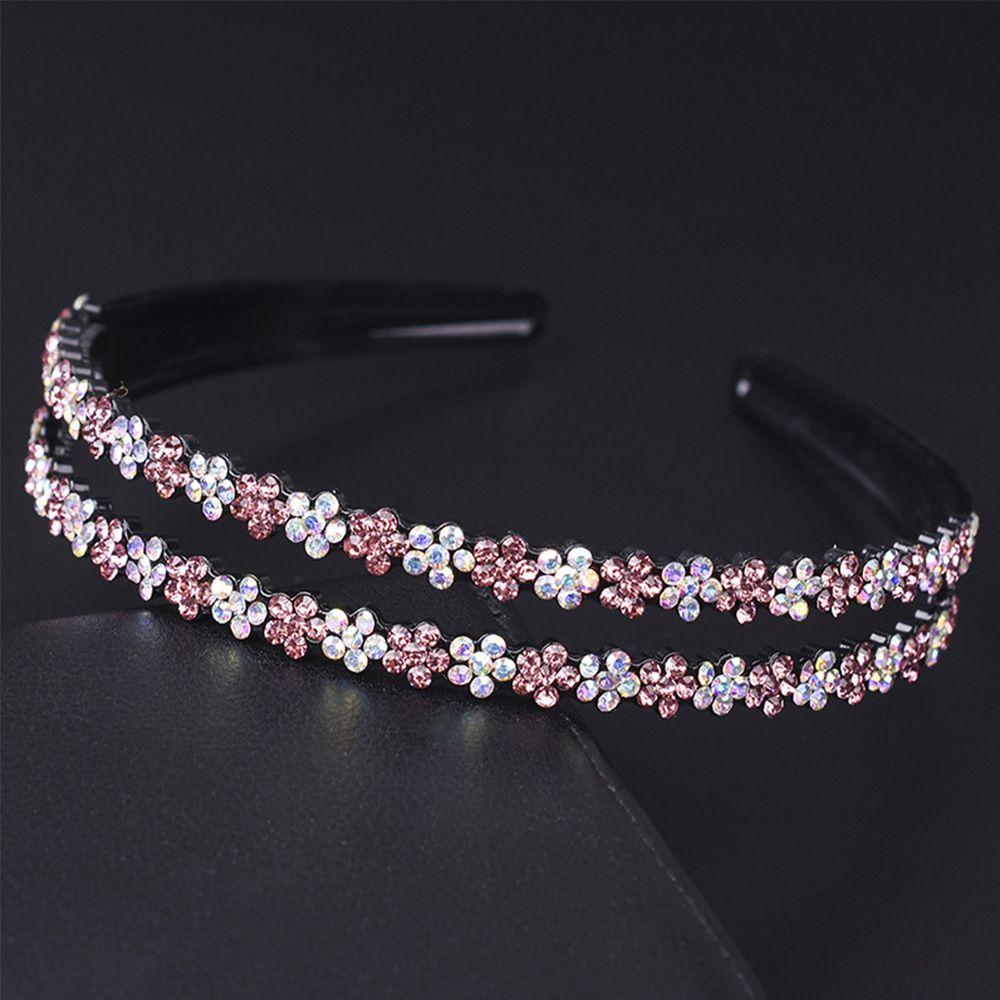 Accessories Full Rhinestone Rhinestone Double Row Anti-slip Headband Head Hoop Headwear Hair Band