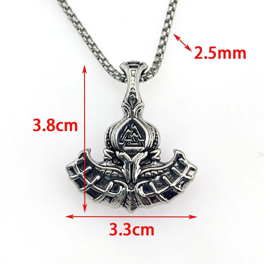 Ожерелье в скандинавском стиле, Викинг, Боевой топор Одина, Треугольный рунический кулон