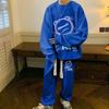 Harajuku Trendy Men's Sporty Casual Set: Creative Design Hoodie & Pants