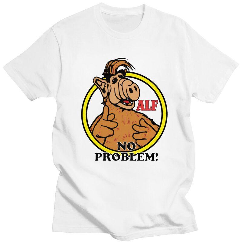Модная футболка с принтом инопланетной формы жизни ALF "No Problem" для мужчин, с коротким рукавом, уличный стиль, оверсайз, подарок - Мужская ...