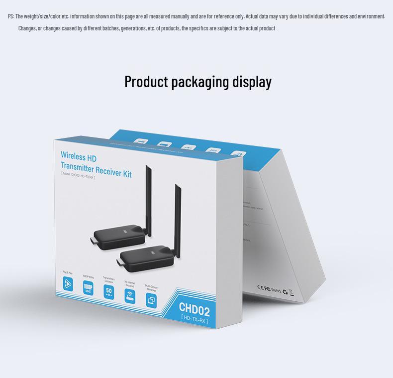 Беспроводной HDMI-передатчик 4K для дублирования экрана: Ноутбук к проектору/телевизору/телефону, дальность 50 м