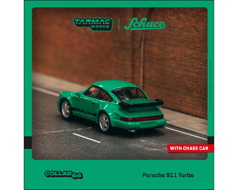 Tarmac Works x Schuco 1/64 Porsche 911 Turbo Green Tarmac Works x Schuco Miniature Car