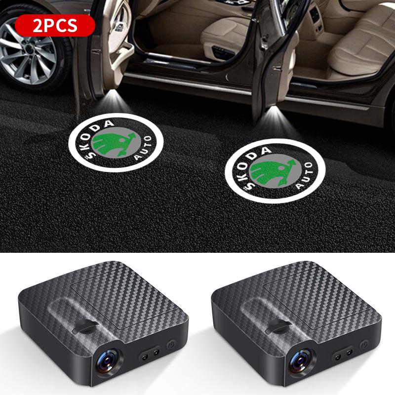 DZXB5 1/2Pcs Car Door Logo Light Led HD Projector Lamp For Skoda Octavia MK2 MK 2 3 A5 A7 A8 Fabia Karoq Superb Rapid Kamiq Scala