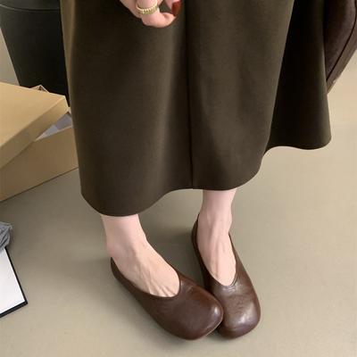 Французский вечерний бриз туфли с мелким вырезом женские весна-осень новые корейская версия ретро туфли бабушки детские плоские на одном педале туфли Doudou