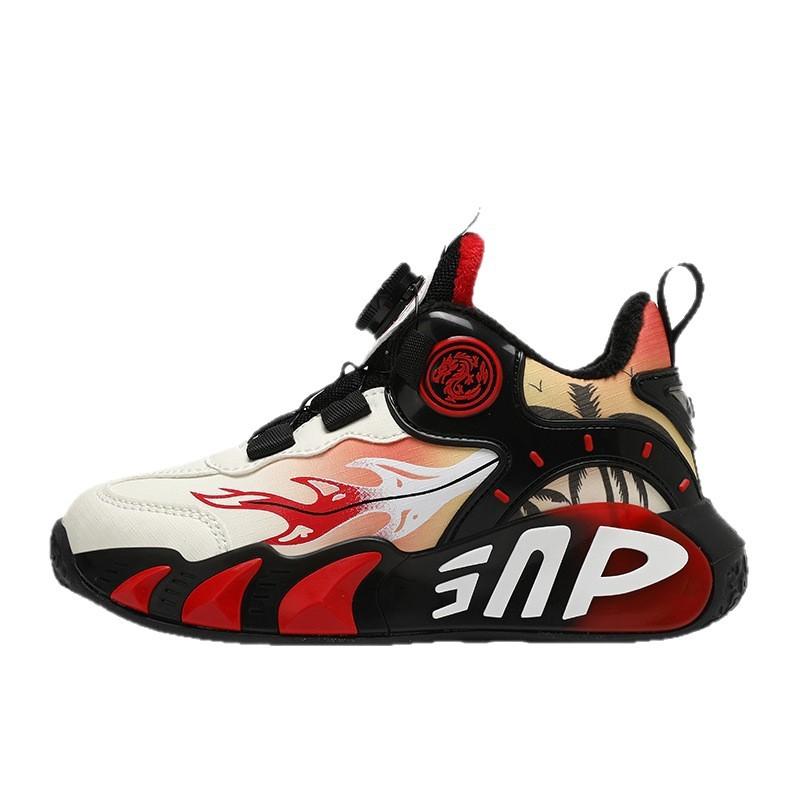 Grange boys' athletic shoes2026New autumn and winter breathable leather children's cotton shoes, basketball shoes for older children