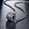 Rotatable Retro Thai Silver Six-Character Mantra Necklace: Unisex Oxidized Pendant Sweater Chain