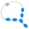 Ювелирное ожерелье из стерлингового серебра 925 пробы с натуральным синим халцедоном 18 дюймов V9H54