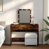 VidaXL Dressing Table with LED Smoked Oak 100x40x130 Cm, Makeup Table, Bedroom Dressing Table, Dressing Table with 848196