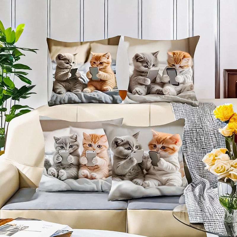 Новый Чехол для квадратной подушки с кошачьим узором 18X18 дюймов Односторонняя печать Чехол для домашней подушки Украшение для гостиной