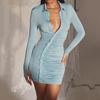 Elegant Bodycon Sexy Long Sleeve V-neck Women's Dress for Women 2022 Summer Mini Dresses Woman Robe Femme Ladies Vestidos Mujer