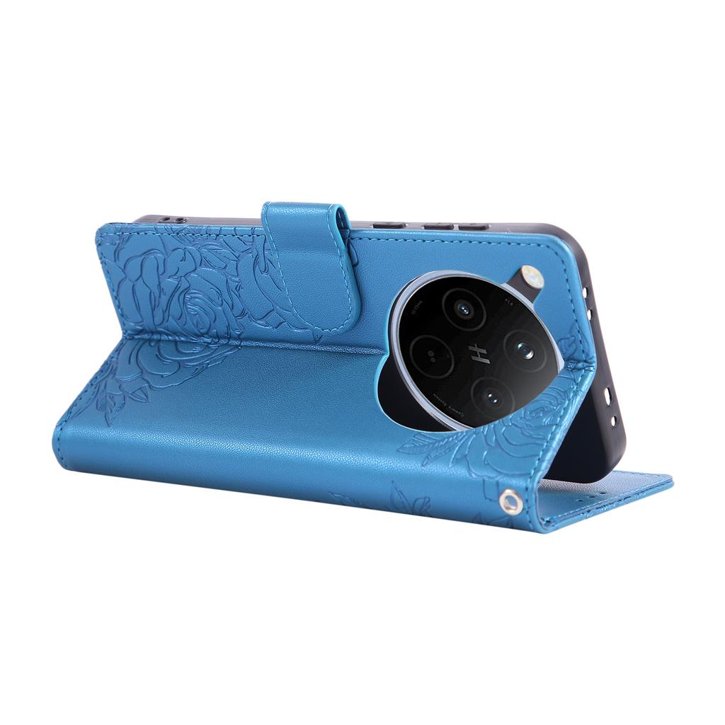 For Oppo Find X8 5G Case Rose Flower PU Leather Wallet Phone Cover with 3 Card Slots/Wrist Strap