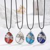 Amethyst Dragonfly Crystal Pendant Necklace - Bohemian Jewelry